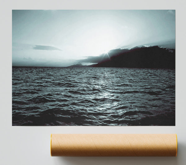 Steel Grey Ocean Sunrise Poster