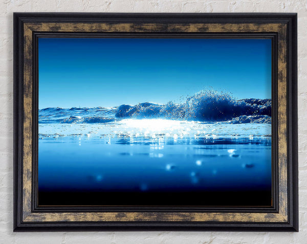 Sparkling Blue Ocean Wave Framed Print