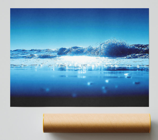 Sparkling Blue Ocean Wave Giclee Print