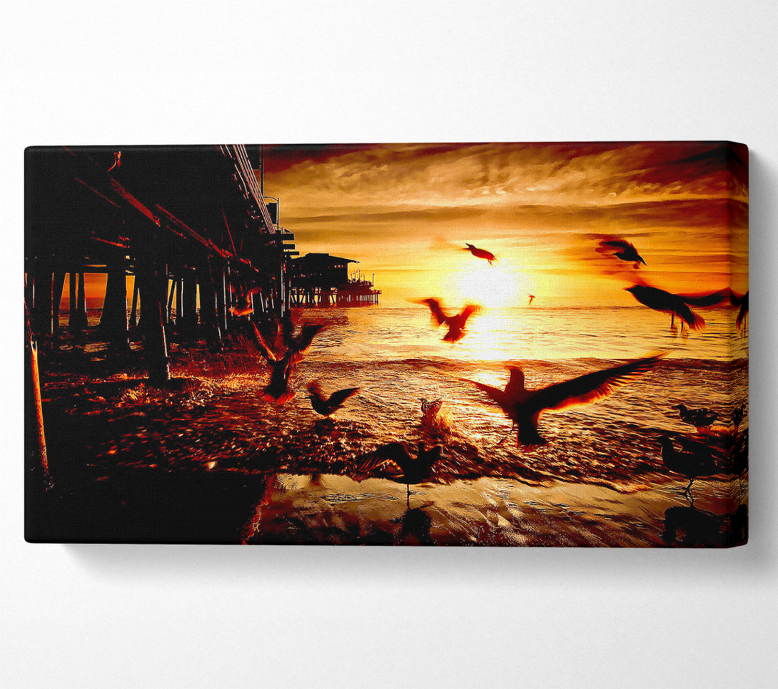  A Canvas Print of Sea And Fly Birds Canvas Wall Art