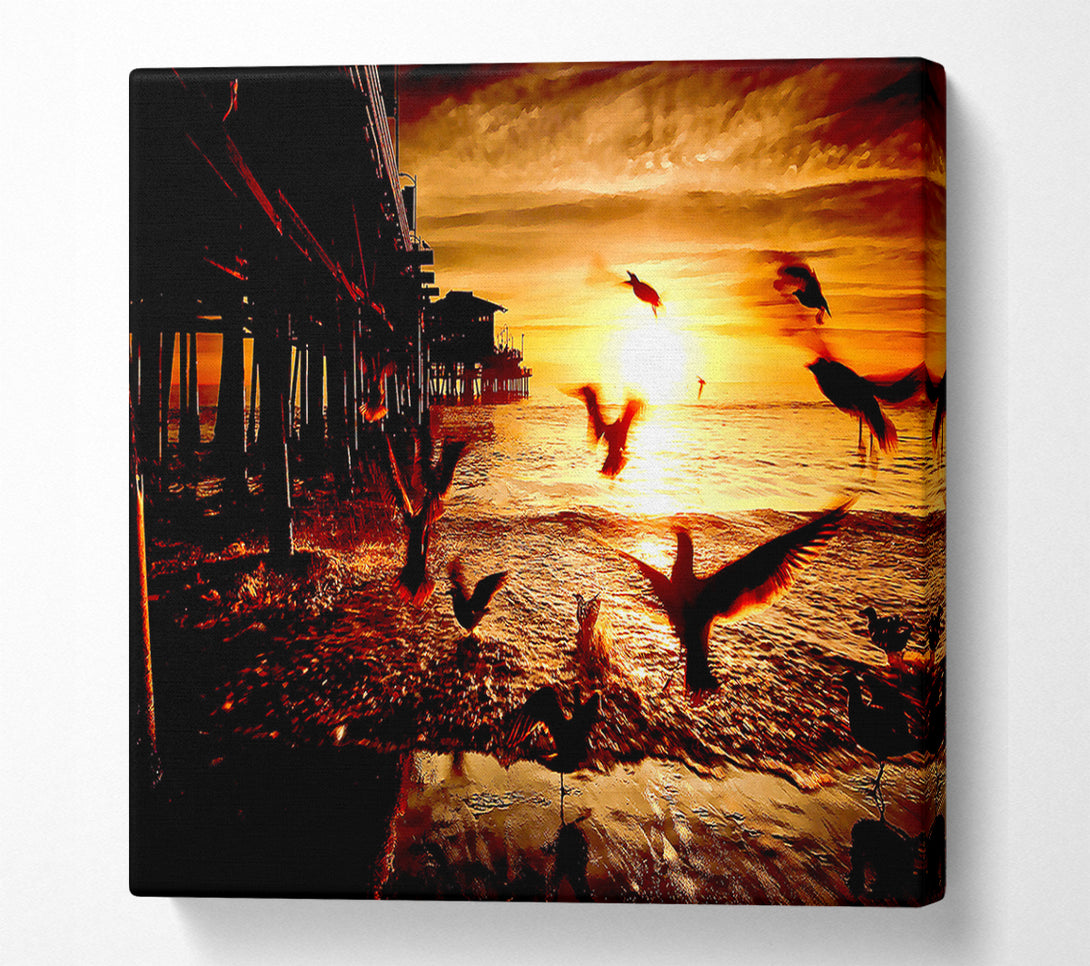  A Canvas Print of Sea And Fly Birds Canvas Wall Art