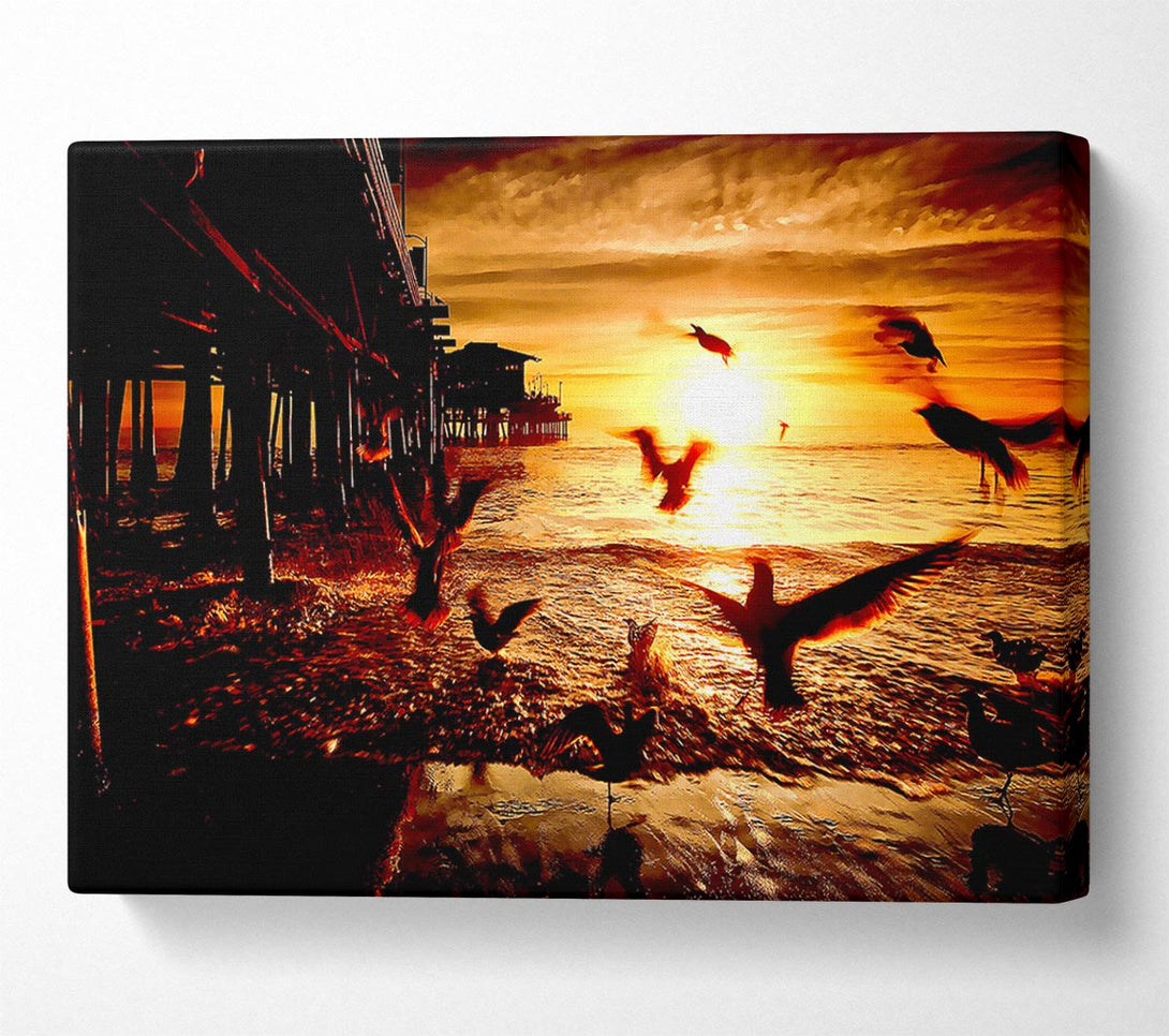 A Canvas Print of Sea And Fly Birds Canvas Wall Art