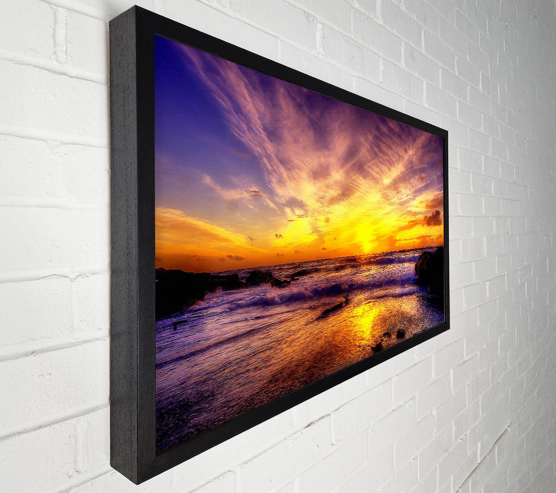  A Canvas Print of Paradise Beach With Blazing Skies Canvas Wall Art