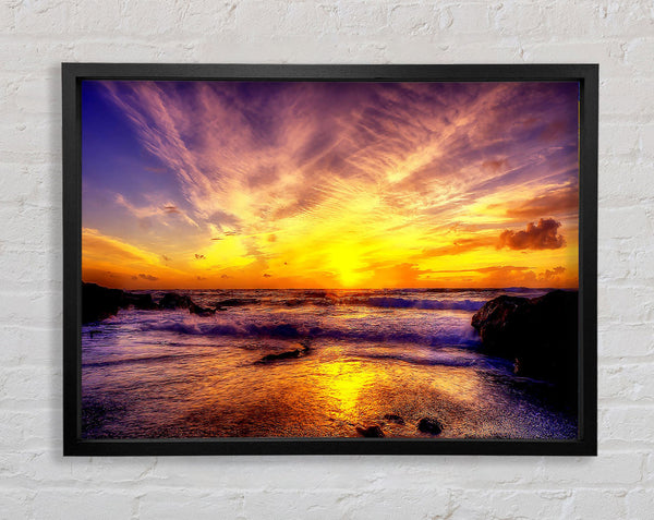 Paradise Beach With Blazing Skies Framed Print