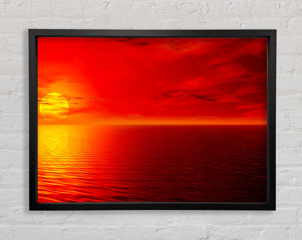 Orange Sunlit Ocean Framed Print
