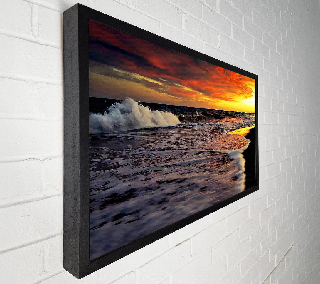  A Canvas Print of Ocean Waves At Dusk Canvas Print