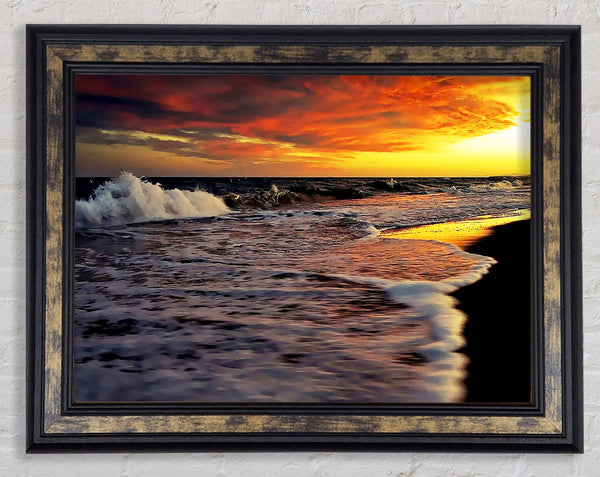 Ocean Waves At Dusk Framed Print