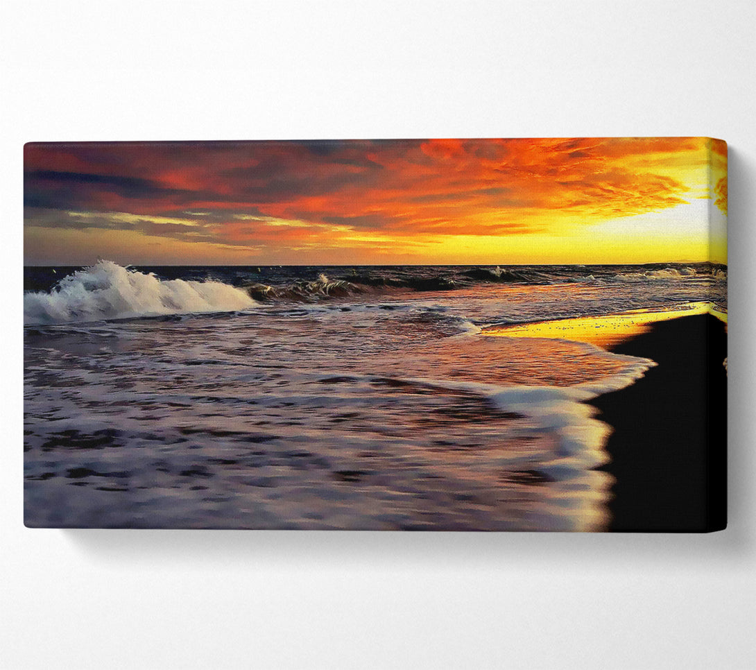  A Canvas Print of Ocean Waves At Dusk Canvas Print