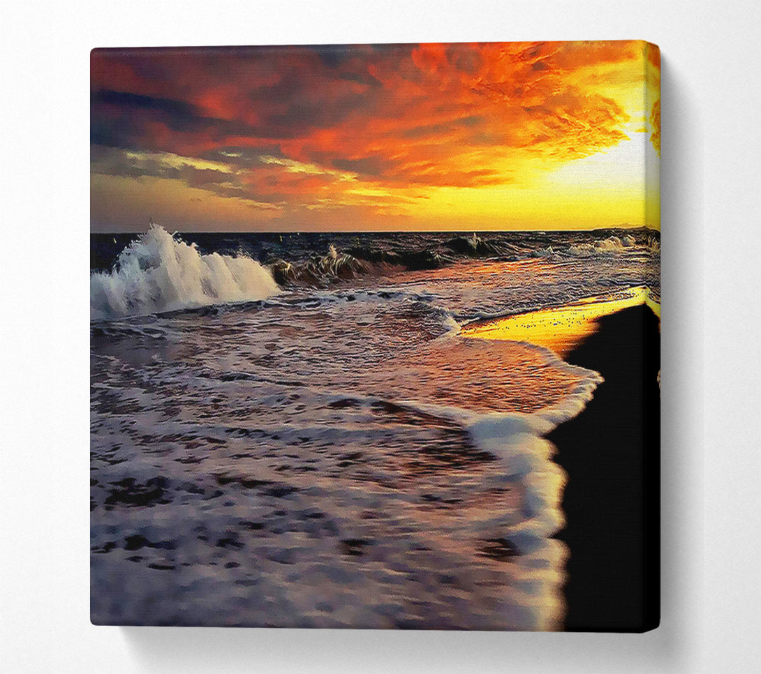  A Canvas Print of Ocean Waves At Dusk Canvas Print