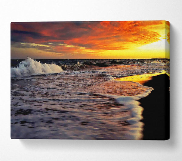  A Canvas Print of Ocean Waves At Dusk Canvas Print