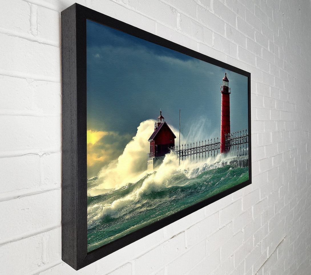  A Canvas Print of Lighthouse Stormy Sea Canvas Print