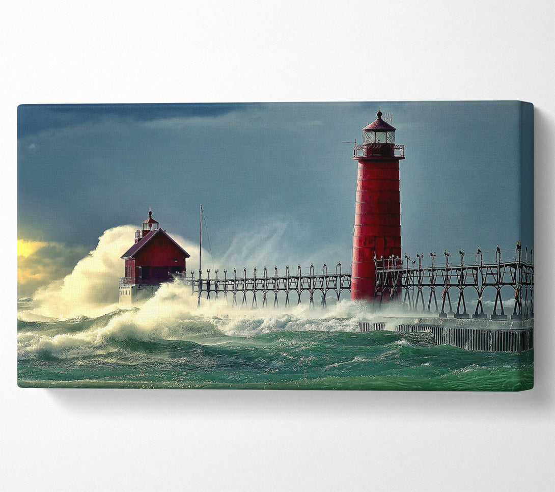  A Canvas Print of Lighthouse Stormy Sea Canvas Print