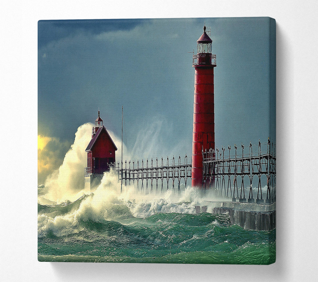  A Canvas Print of Lighthouse Stormy Sea Canvas Print