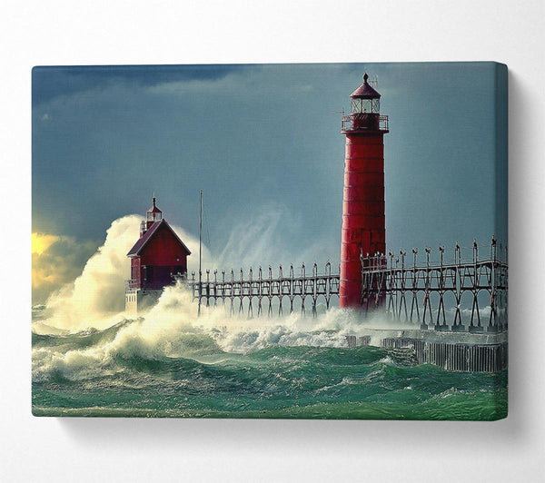  A Canvas Print of Lighthouse Stormy Sea Canvas Print