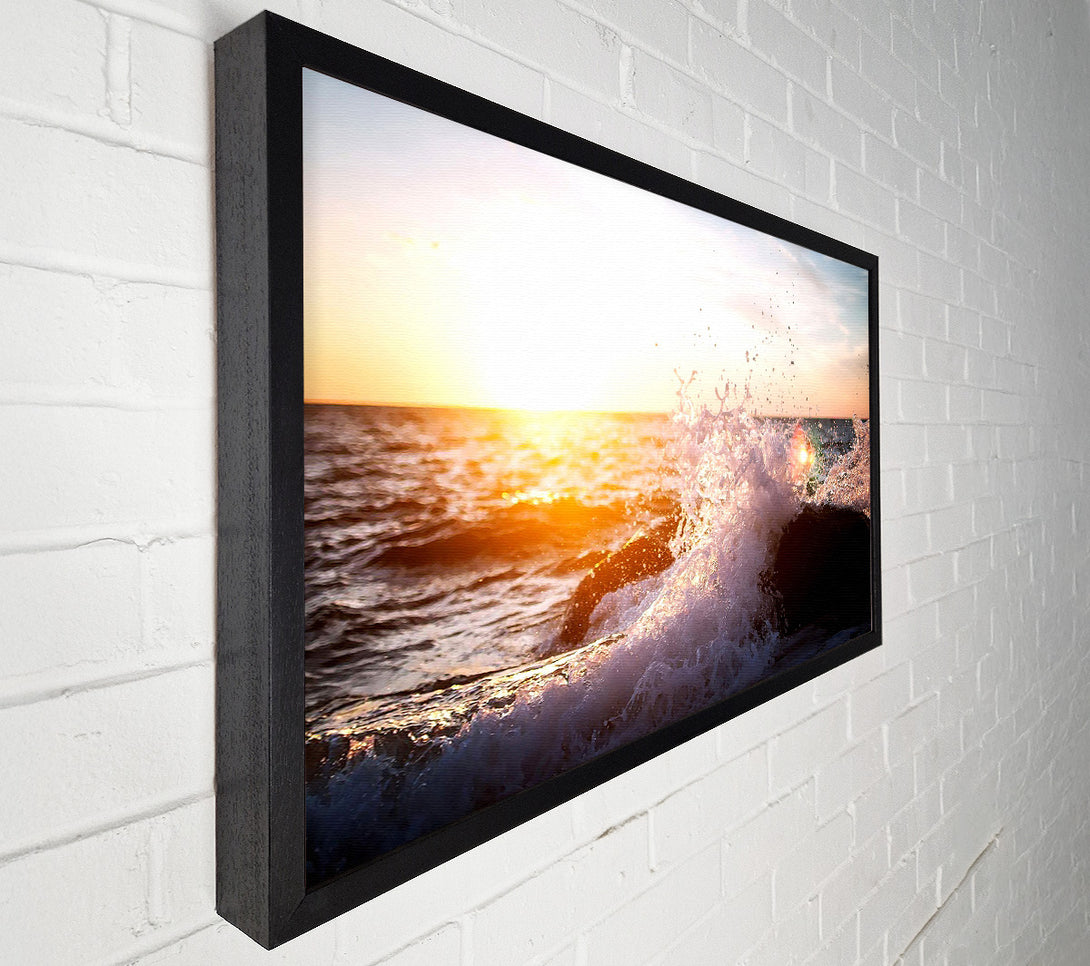  A Canvas Print of Crashing Waves In The Sunset Canvas Art
