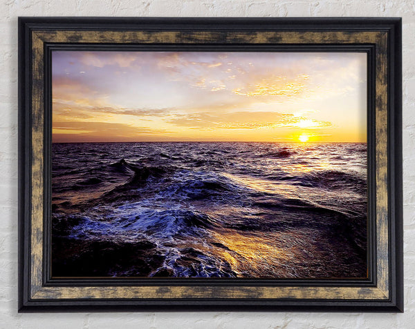 Golden Waves Crashing Framed Print