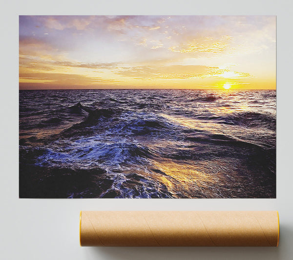 Golden Waves Crashing Giclee Print