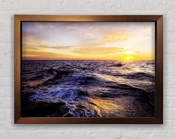 Golden Waves Crashing Framed Print