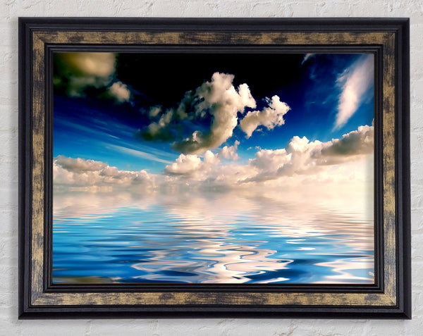 Dramatic Ocean Clouds Blue Framed Print