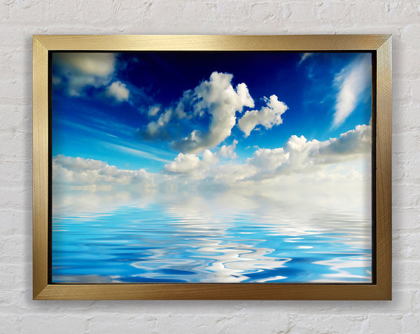 Dramatic Ocean Clouds Baby Blue Framed Print