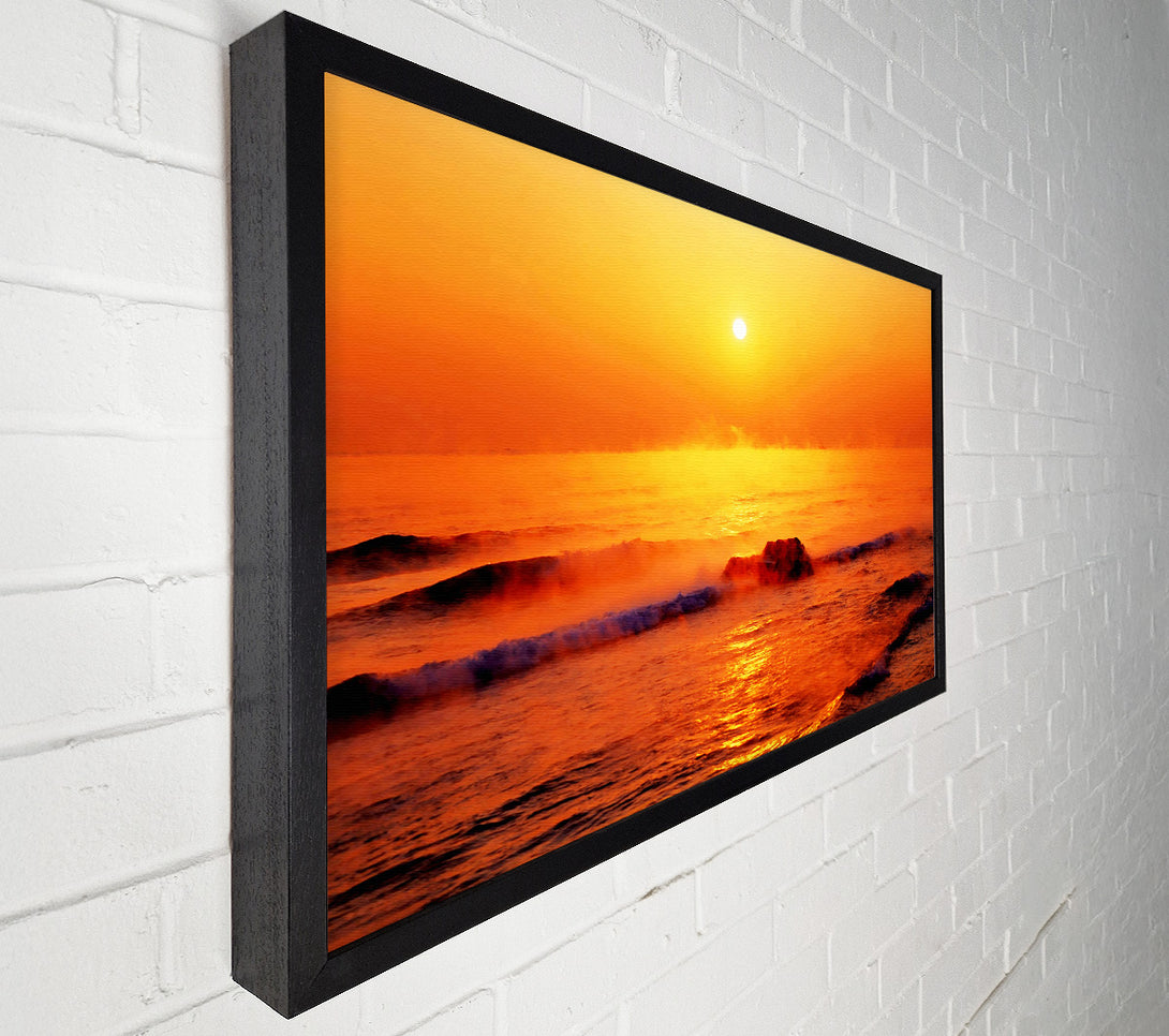  A Canvas Print of Crashing Waves At Sunset Canvas Print