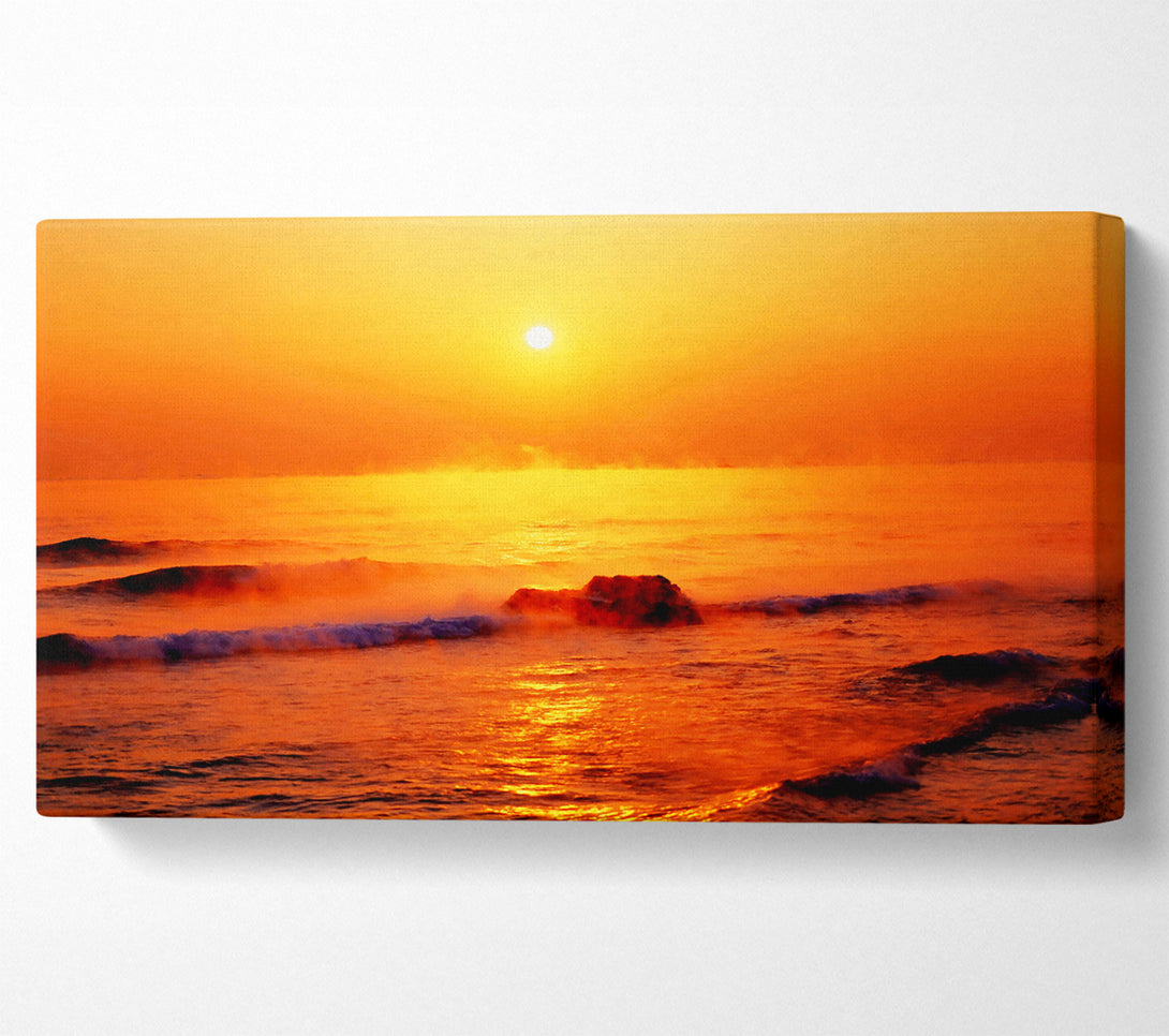 A Canvas Print of Crashing Waves At Sunset Canvas Print
