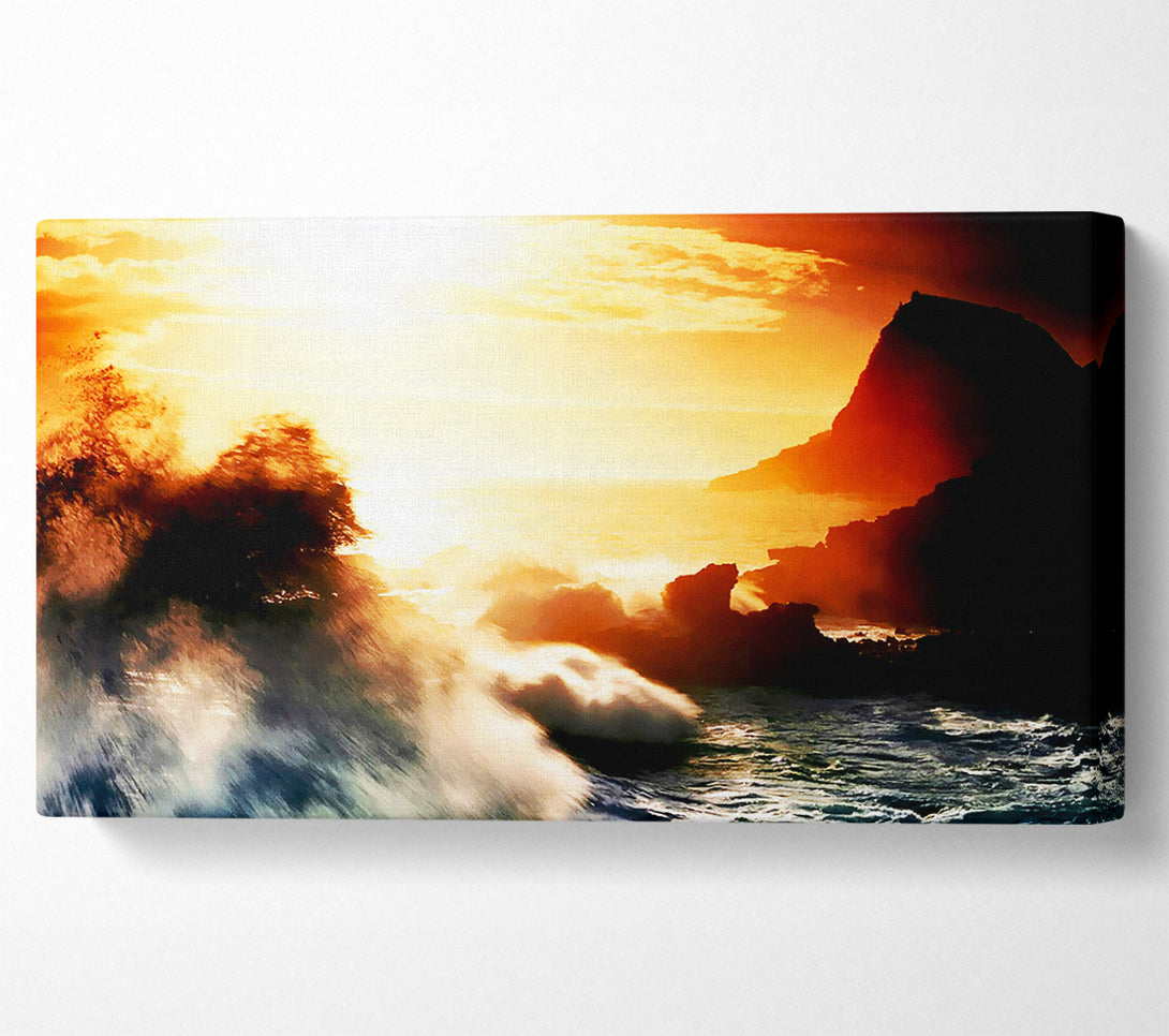  A Canvas Print of Clash Of The Sunset Waves Canvas Art