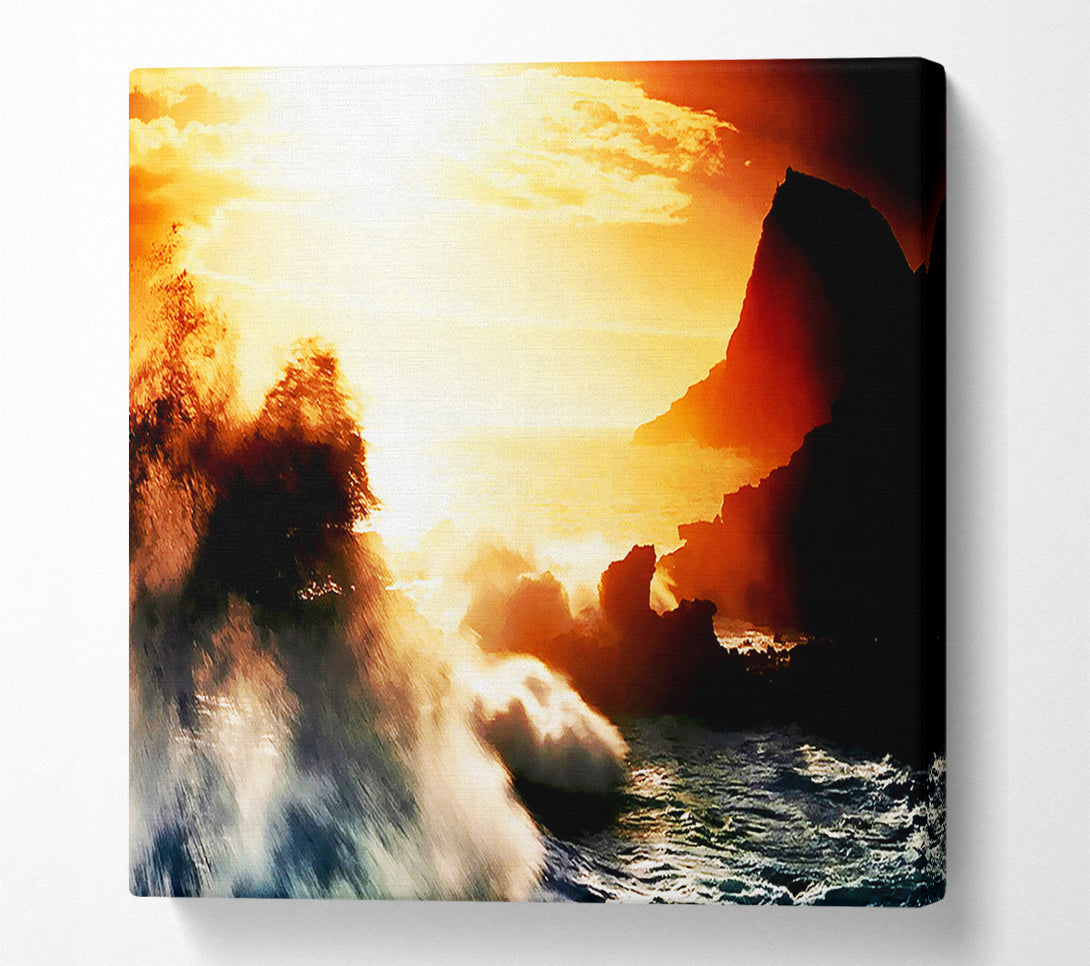  A Canvas Print of Clash Of The Sunset Waves Canvas Art