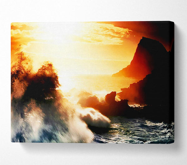  A Canvas Print of Clash Of The Sunset Waves Canvas Art
