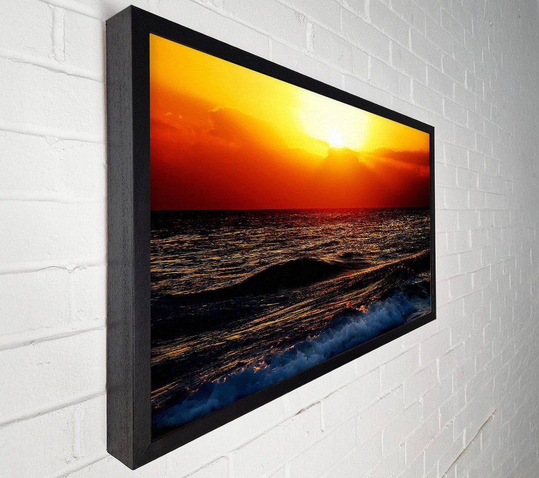  A Canvas Print of Blazing Sun Over The Crystal Ocean Canvas Wall Art