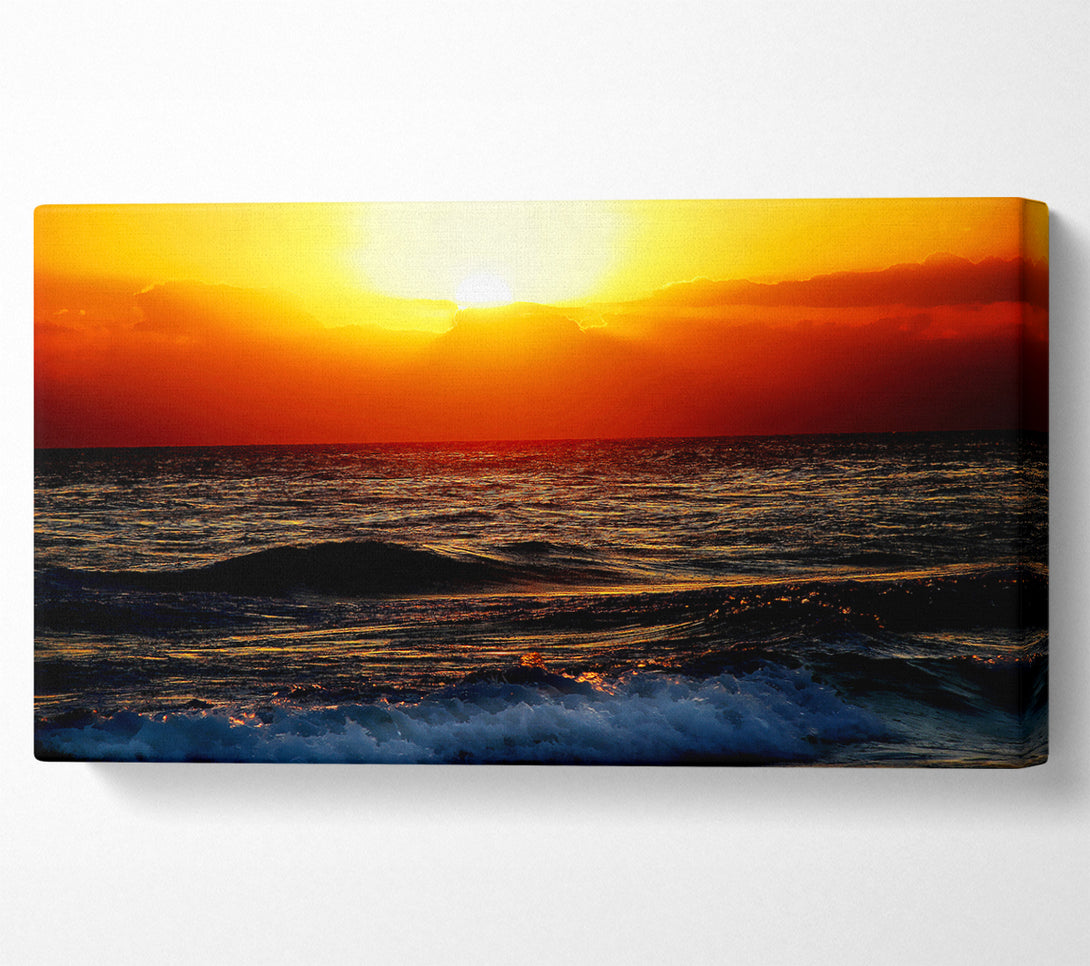  A Canvas Print of Blazing Sun Over The Crystal Ocean Canvas Wall Art