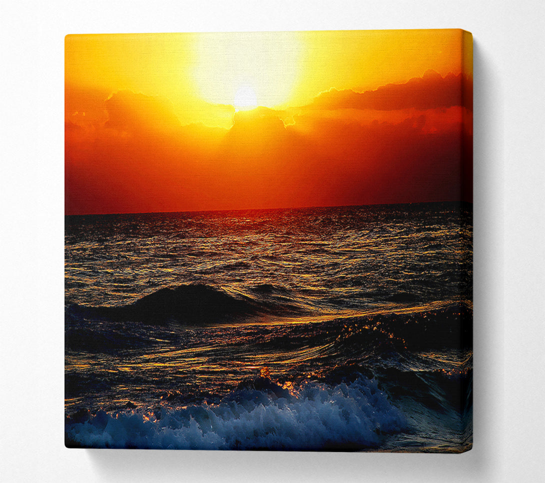  A Canvas Print of Blazing Sun Over The Crystal Ocean Canvas Wall Art
