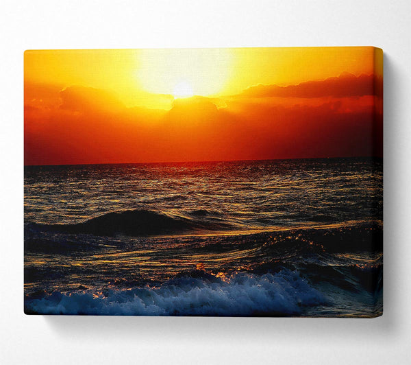  A Canvas Print of Blazing Sun Over The Crystal Ocean Canvas Wall Art