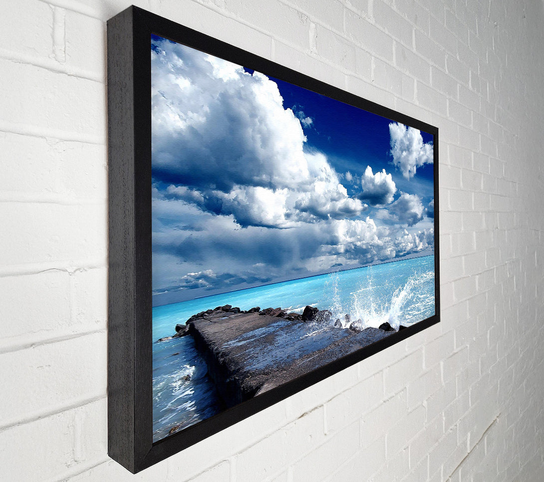  A Canvas Print of Gentle Waves Crashing In The Cloud Filled Sky Canvas Wall Art