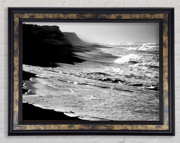 B n W Ocean Spray Framed Print