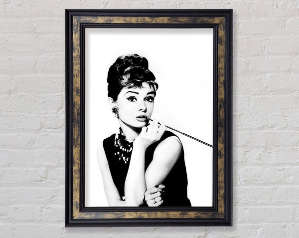 Audrey Hepburn Cigarette Framed Print