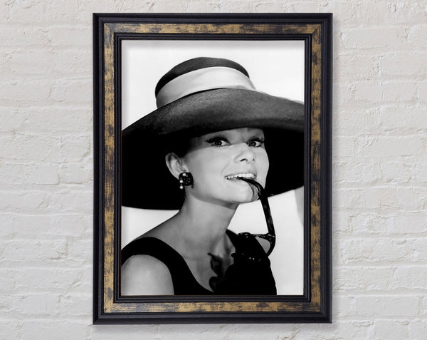 Audrey Hepburn Hat Framed Print