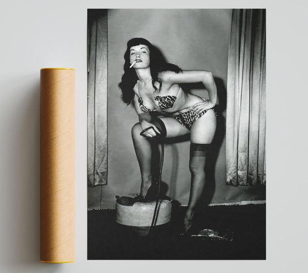 Bettie Page Whip Giclee Print