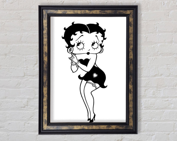 Betty Boop Love Heart Framed Print