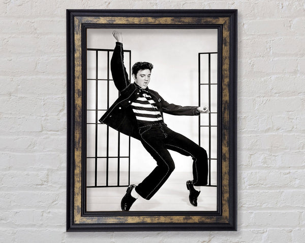 Elvis Jail House Rock B n W Framed Print