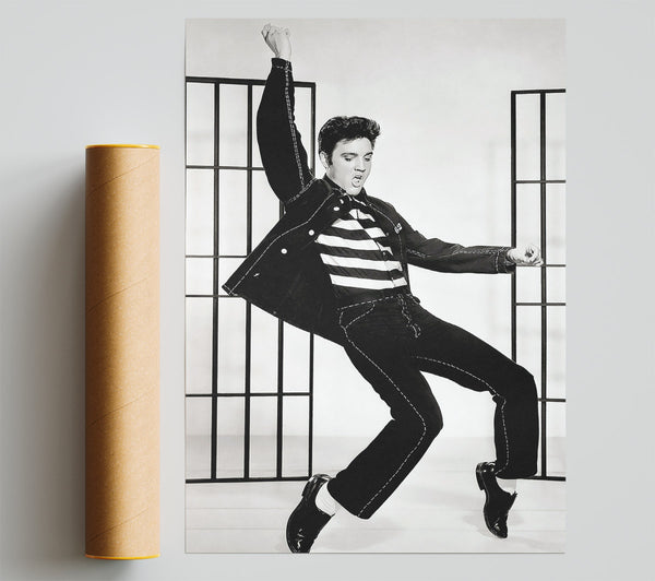 Elvis Jail House Rock B N W Print