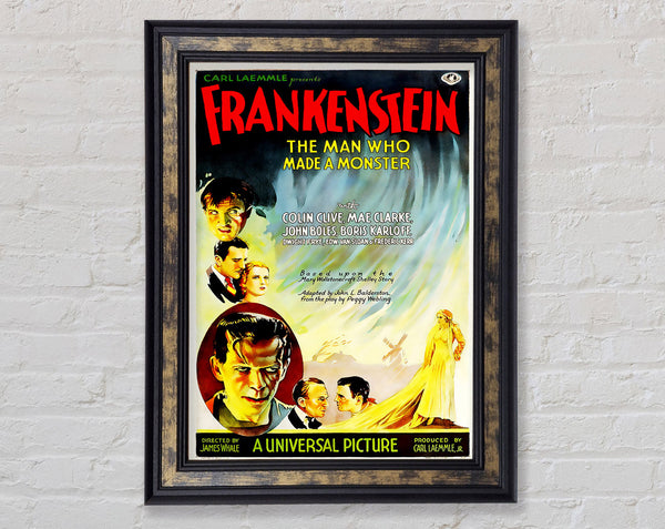 Frankenstein The Man Who Made A Monster Framed Print
