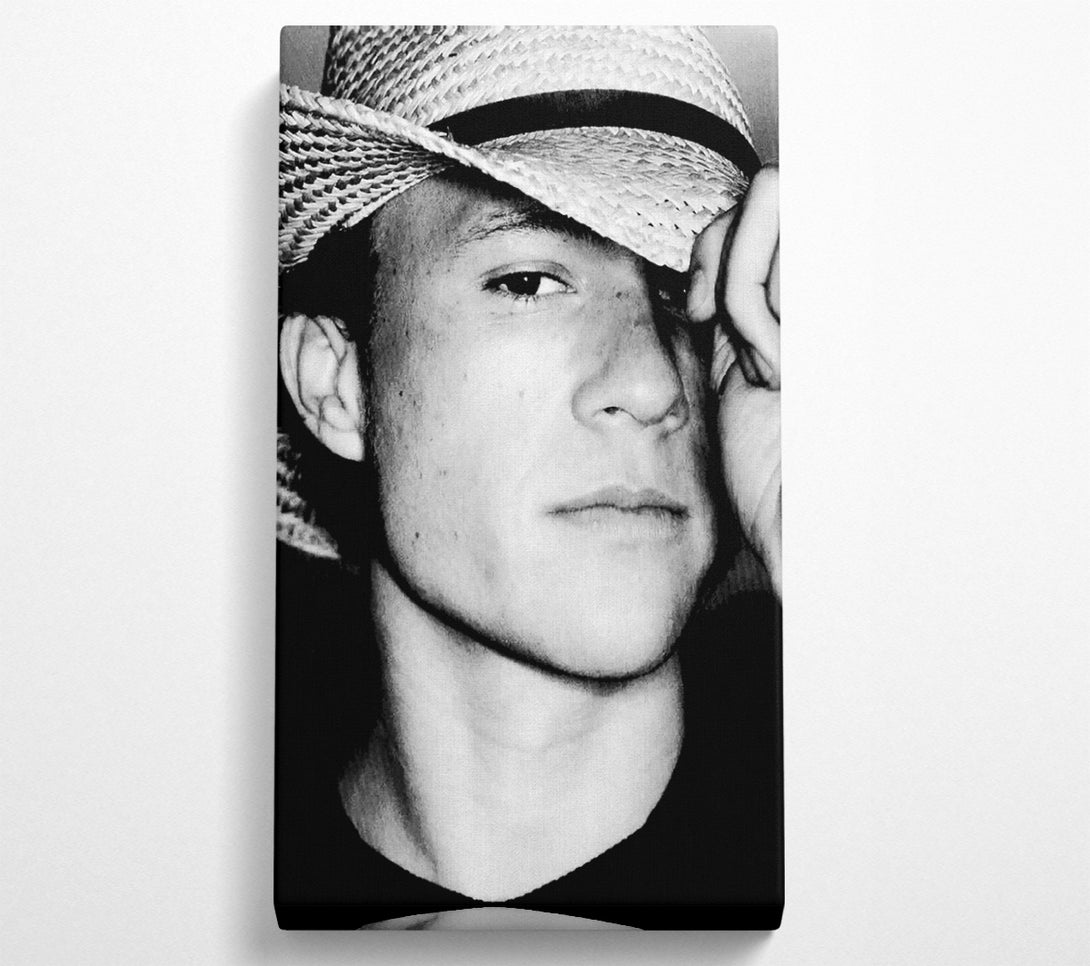  A Canvas Print of Heath Ledger Hat B n W Canvas Print