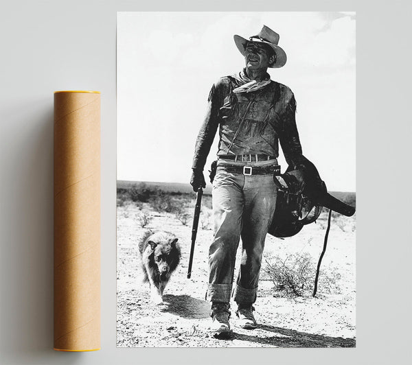 John Wayne With Dog Print