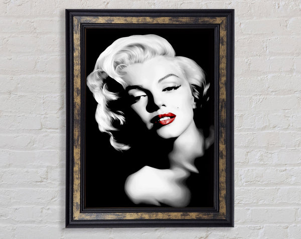 Marilyn Monroe Red Lips Portrait Framed Print
