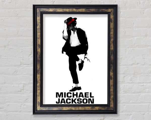 Michael Jackson B n W Red Framed Print