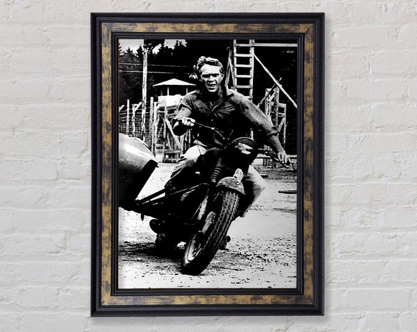 Steve Mcqueen Motorbike Framed Print