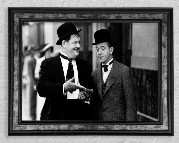Laurel And Hardy Street Walk Framed Print