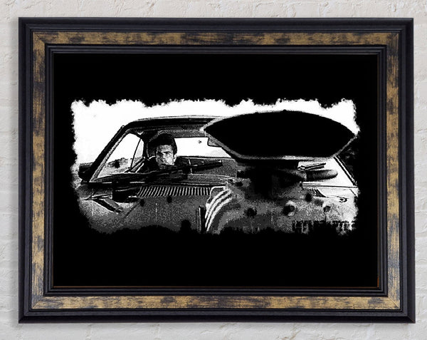 Mad Max Car B n W Framed Print