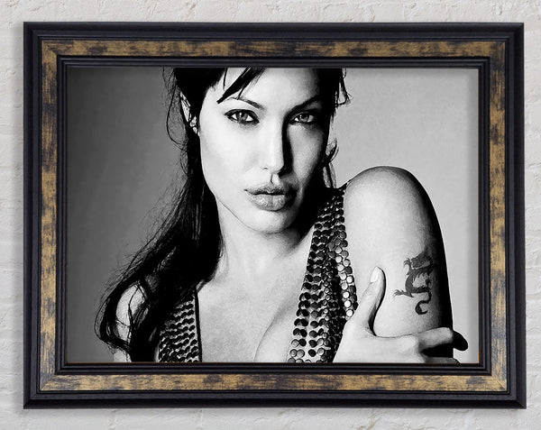 Angelina Jolie Dragon Tattoo Framed Print